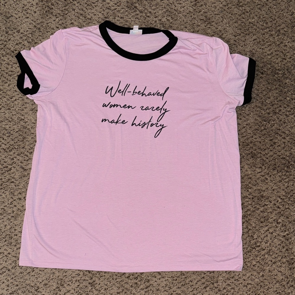 LuLaRoe Pink Top with Black Collar